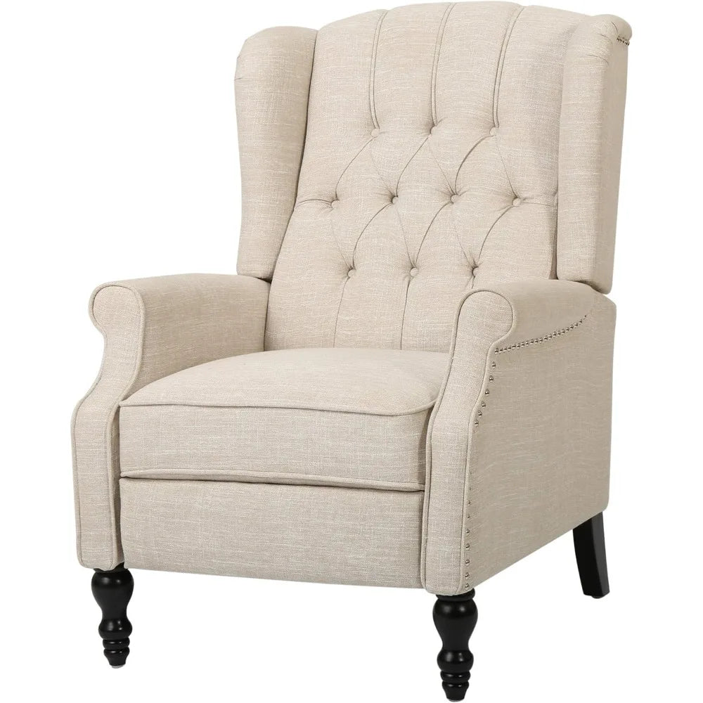 RBXC Elizabeth Tufted Fabric Recliner Wingback Reading Chair