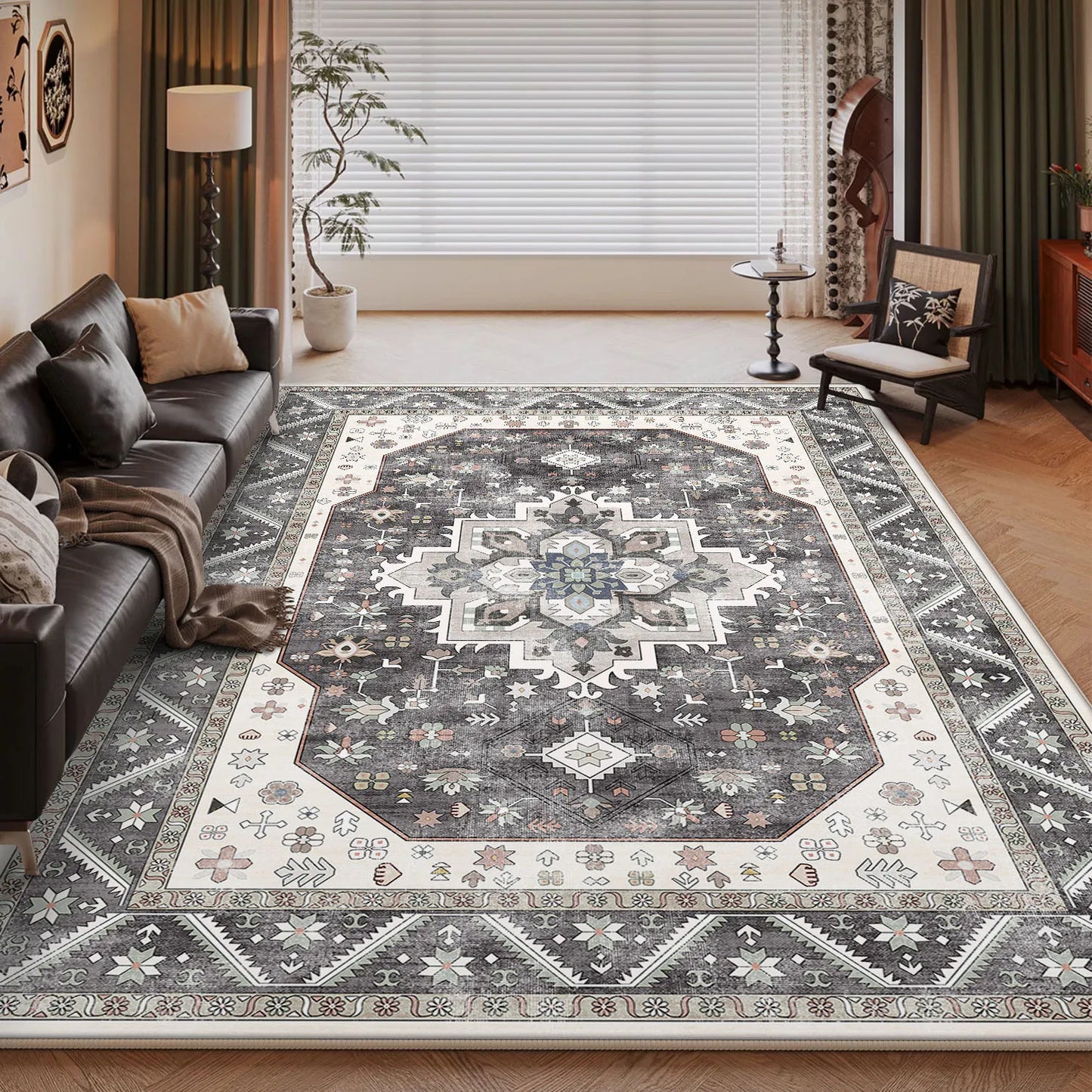 NONEDesign Vintage Persian Style Living Room Machine Washable Rug