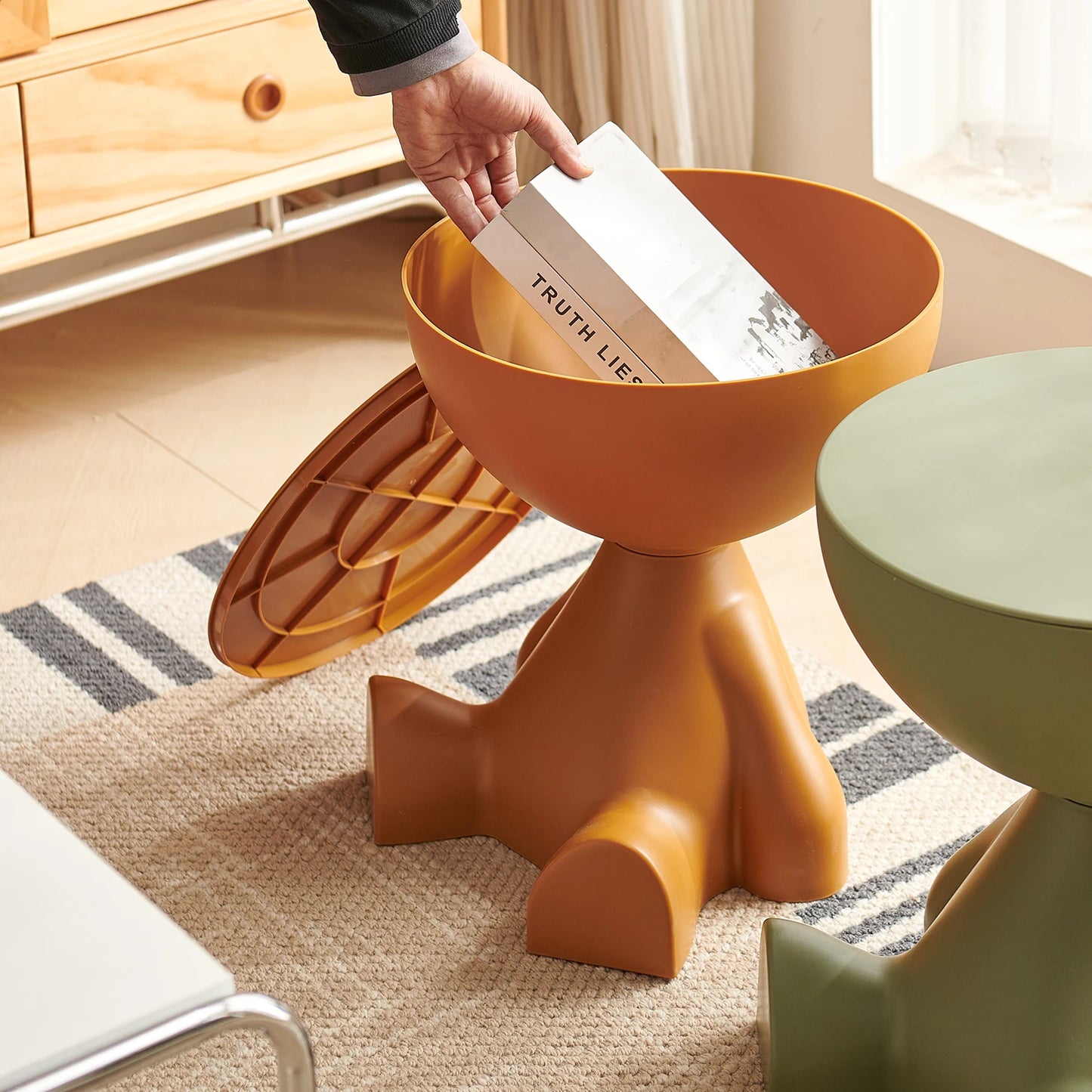 Wedyvko Round Matte Coffee Table With Storage Rack