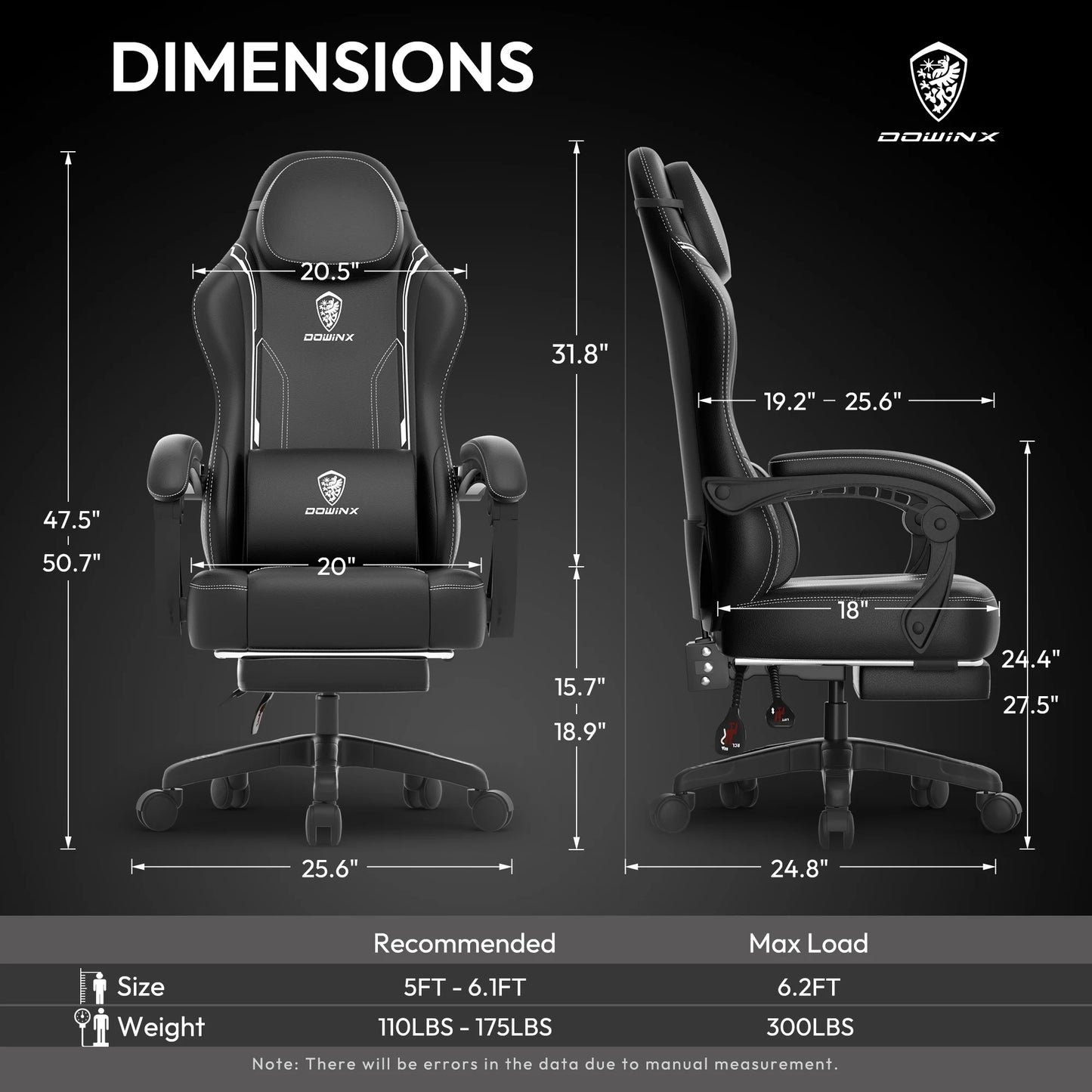 Dowinx Gaming Chair with Pocket Spring Cushion and Lumbar Support