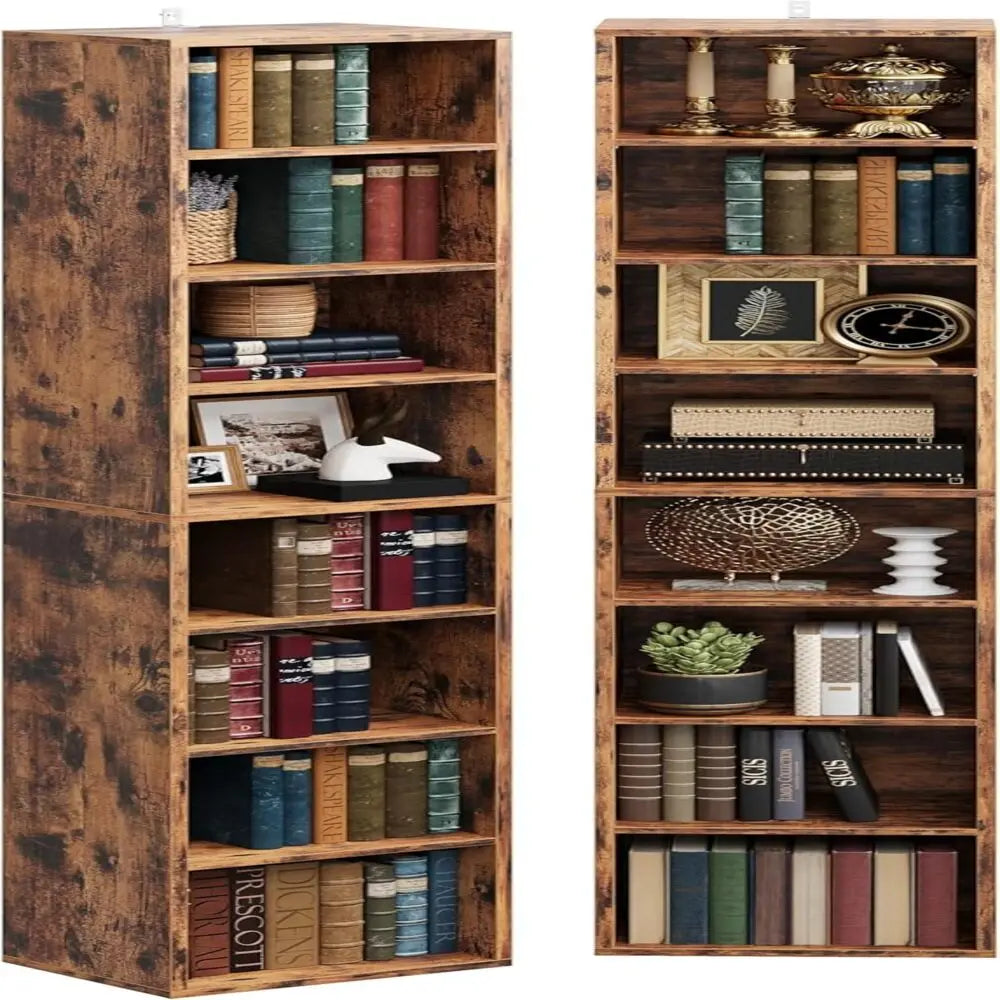 IRONCK 8 Tier Corner Bookshelf For Living Room Office