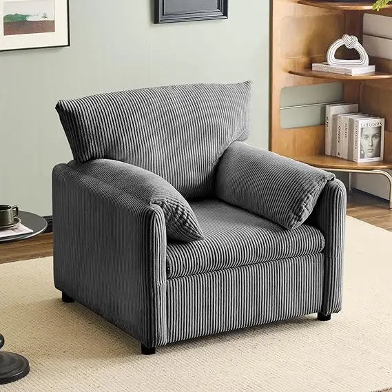 Corduroy Upholstered Accent Chair With Side Pocket