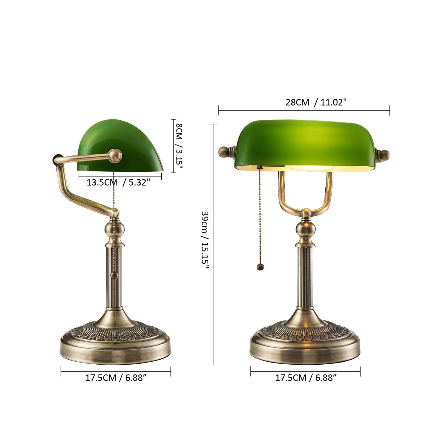 Newrays Glass Banker’s Desk Lamp with Zipper Switch