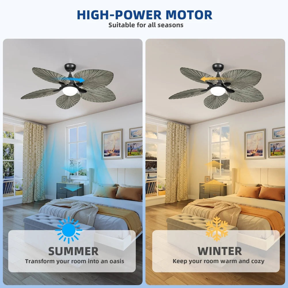 XMSJ Tropical Ceiling Fan With LED Light And Remote Control