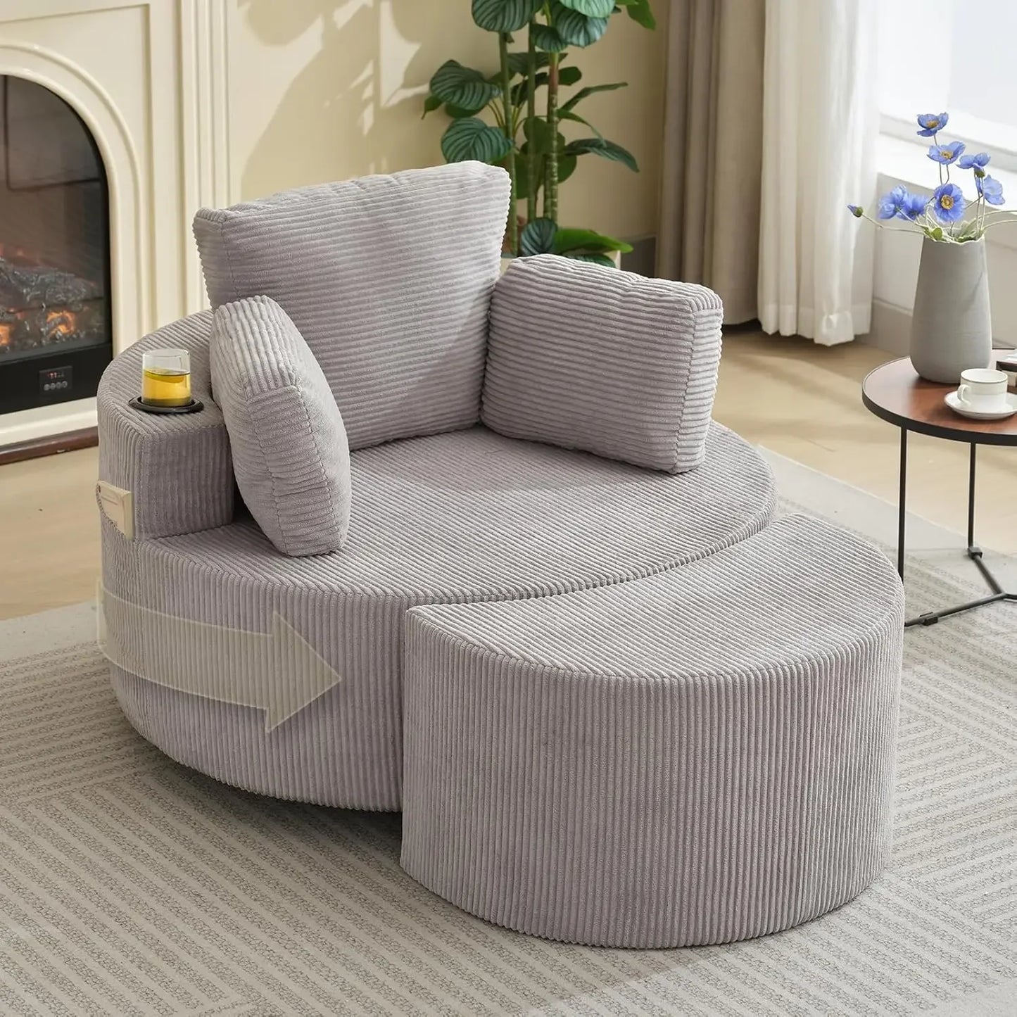 General Swivel Barrel Recliner Chair With Ottoman