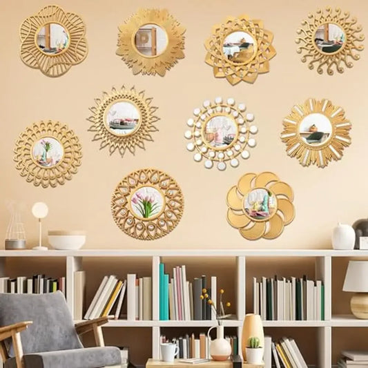 Dutrieux Boho Sun Mirror Wall Decor Set Of Ten Pieces