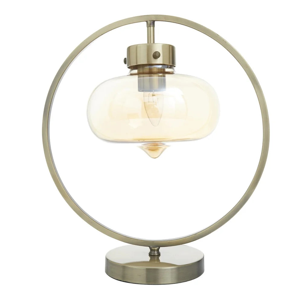 Circular Metal Accent Lamp With Clear Glass Shade Modern