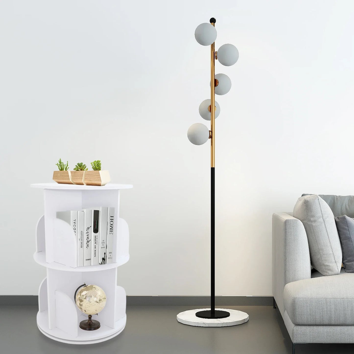 Hign-concerned 360 Rotating Bookcase Multi-Tier Space Saver