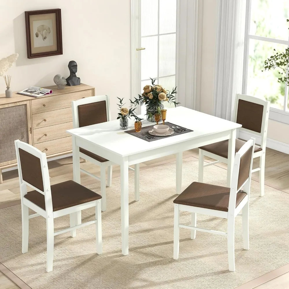 DAFIFY Farmhouse Dining Table Set With Upholstered Chairs