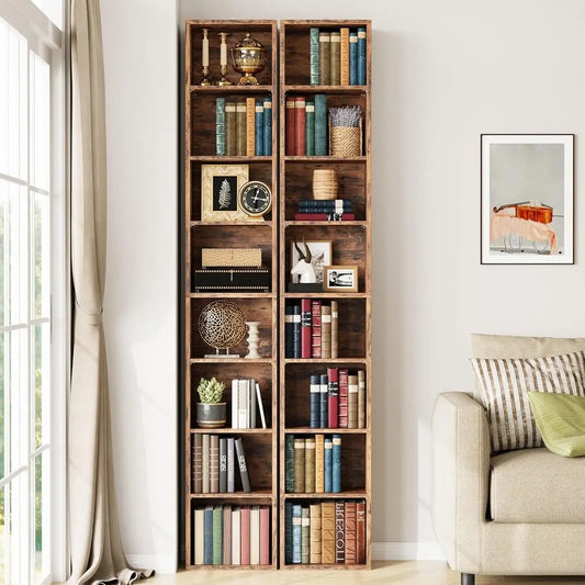 IRONCK 8 Tier Corner Bookshelf For Living Room Office