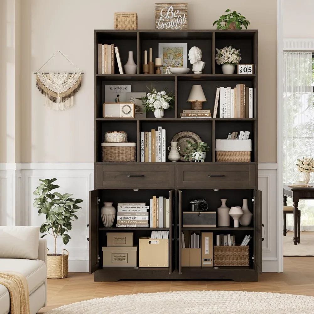 MKDK Six Tier Bookcase With Drawer And Door Storage
