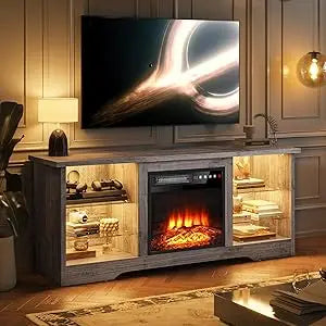 Electric Fireplace TV Stand With LED Lighting Entertainment