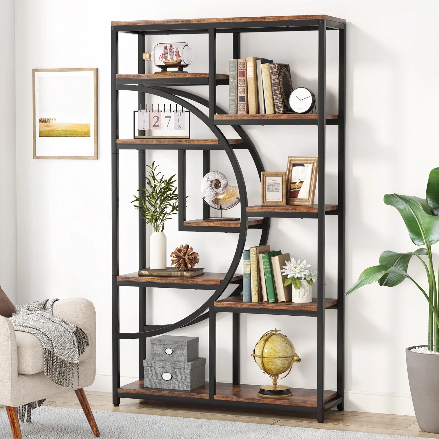 Tribesigns Industrial 5-Tier Etagere Bookcase Freestanding Tall Bookshelf