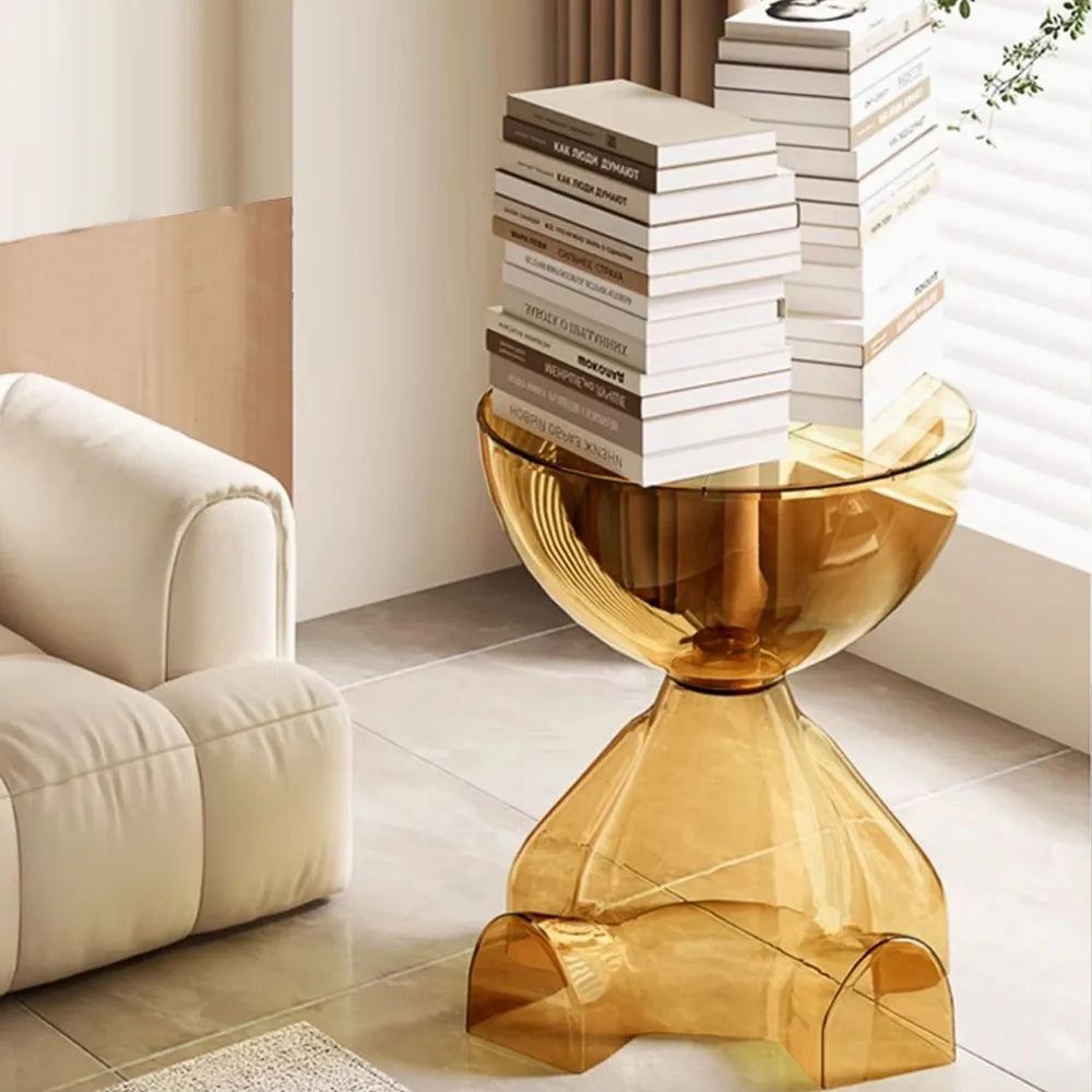 Transparent Round Coffee Table Modern Minimalist Plastic