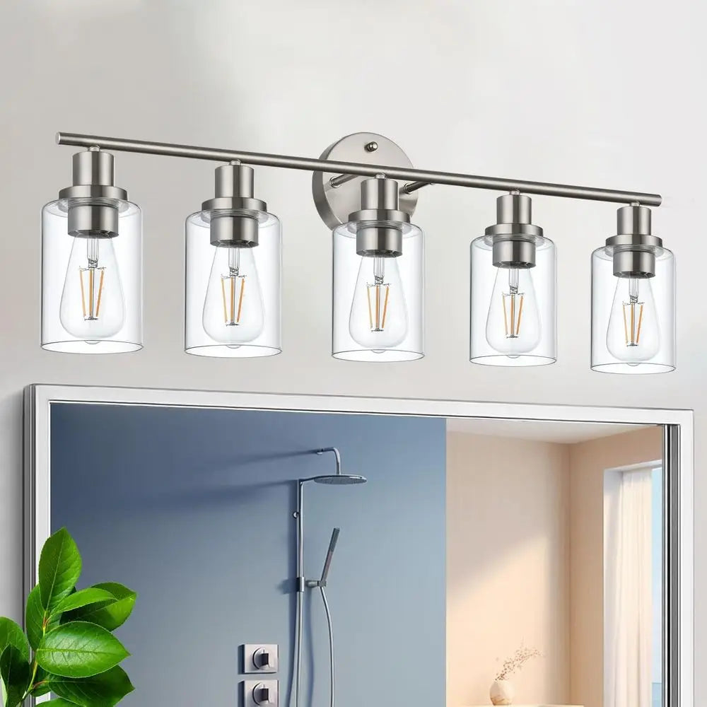 Origin Brushed Nickel Five Light Bathroom Vanity Light