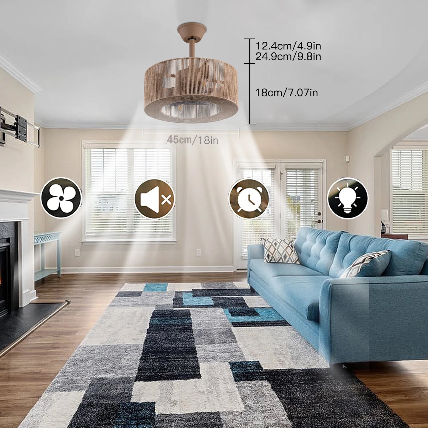 Hign-concerned Caged Invisible Ceiling Fan And Light Remote