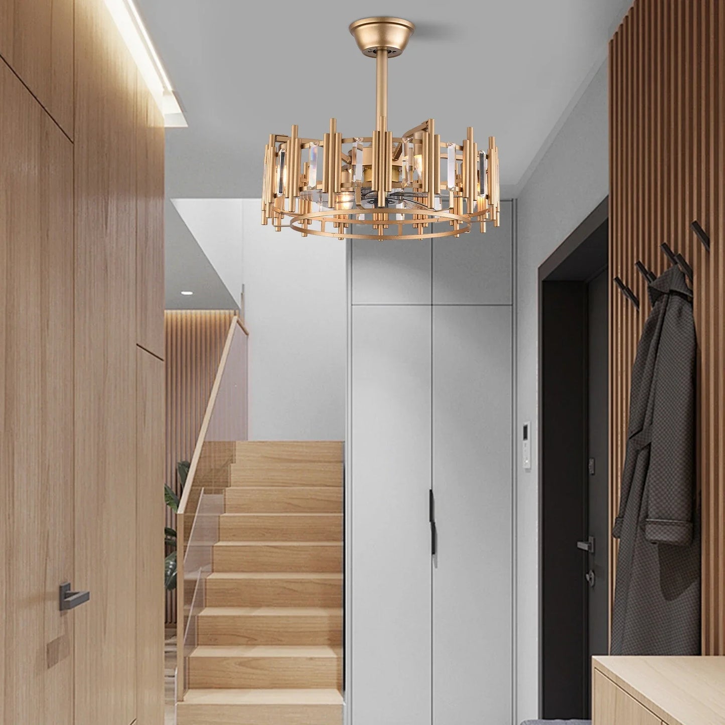 Modern LED Ceiling Fan With Remote Control Light Fixture