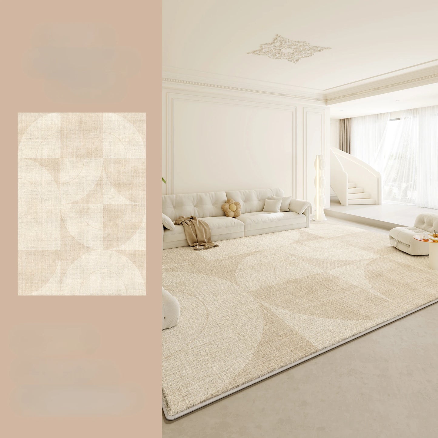 NONED Plush Wilton Area Rug For Living Room Soft Comfort