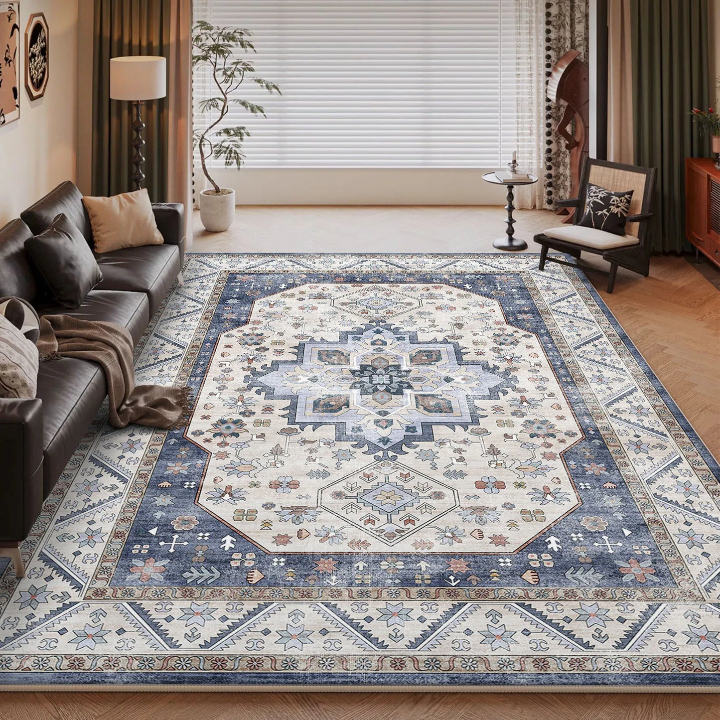 NONEDesign Vintage Persian Style Living Room Machine Washable Rug