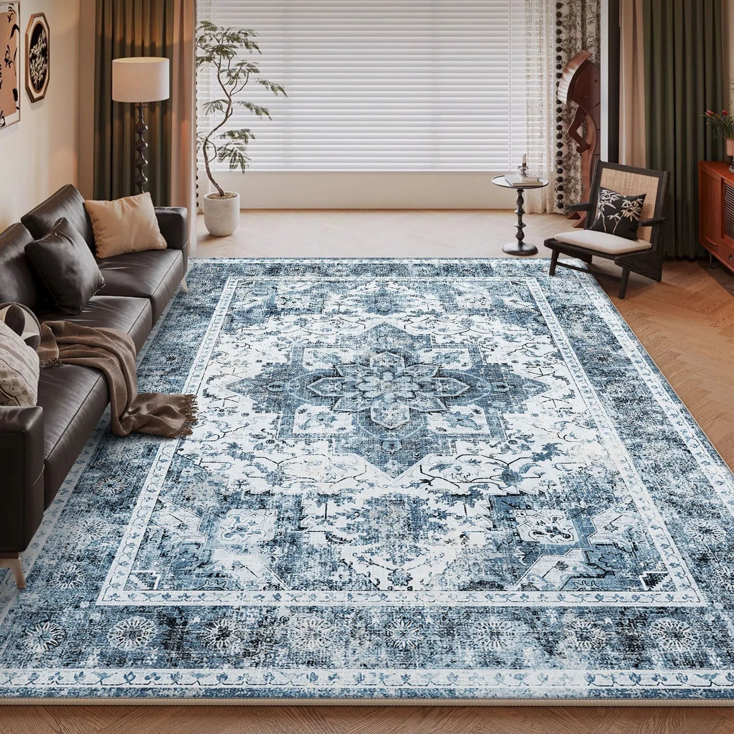 NONEDesign Vintage Persian Style Living Room Machine Washable Rug