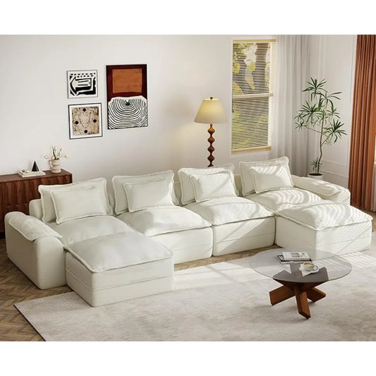 HUANZHUANG Cloud Modular Sectional Sofa With Ottomans