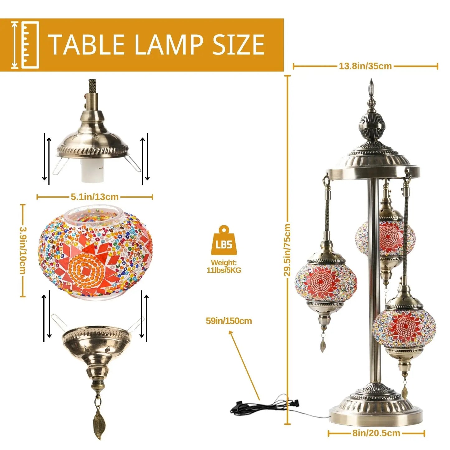 Turkish Mosaic Table Lamp Handmade Bohemian Glass Lighting