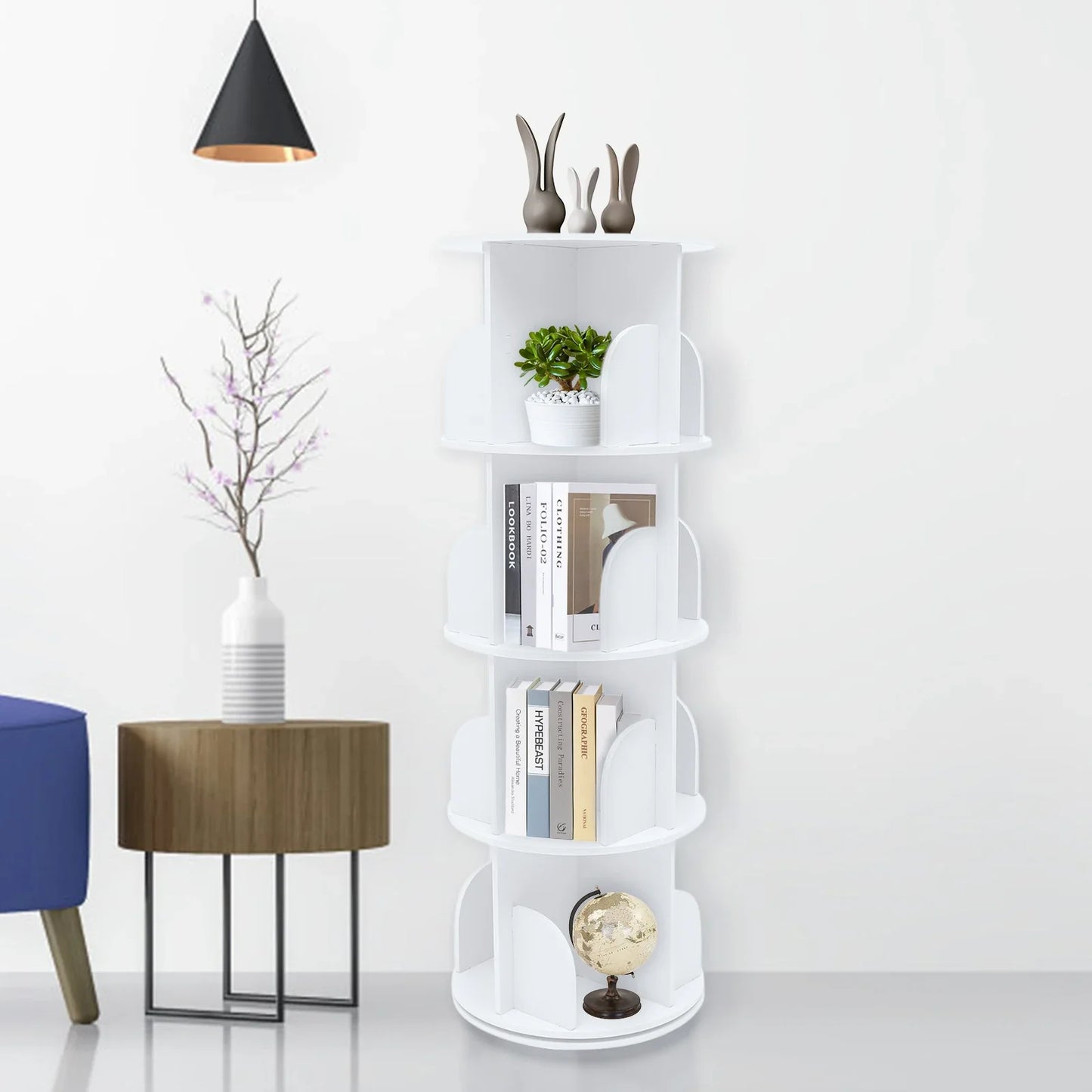 Durable 360 Degree Silent Rotating Corner Bookshelf Stand