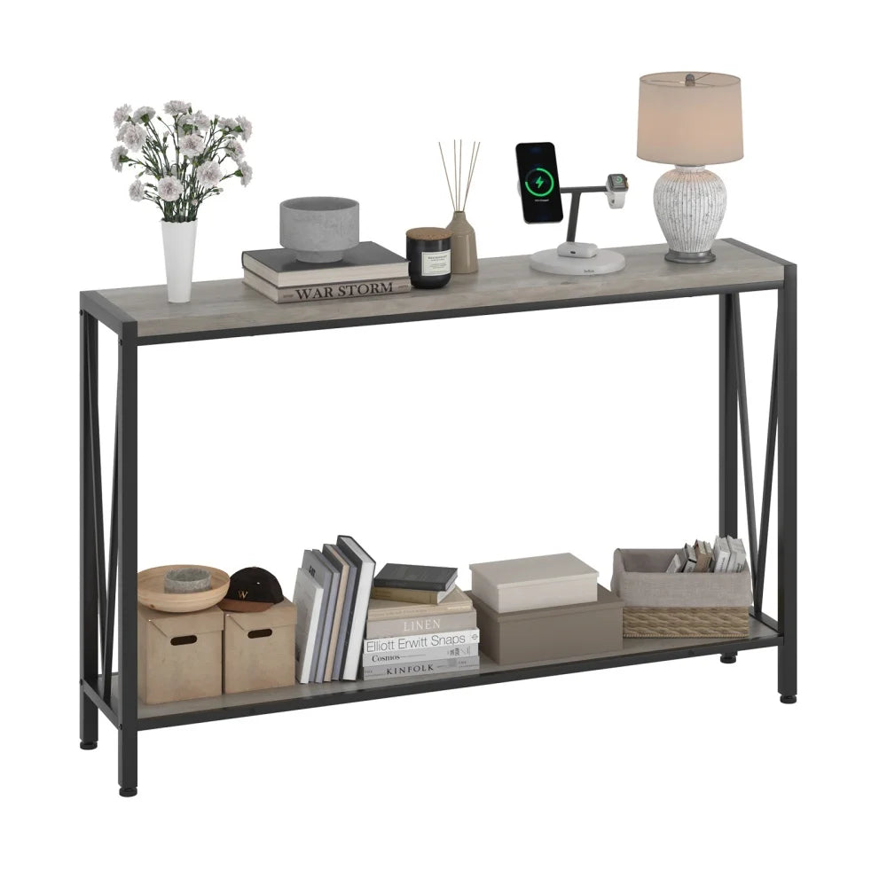 HiMISS Industrial Console Table Two Tier Entryway Storage
