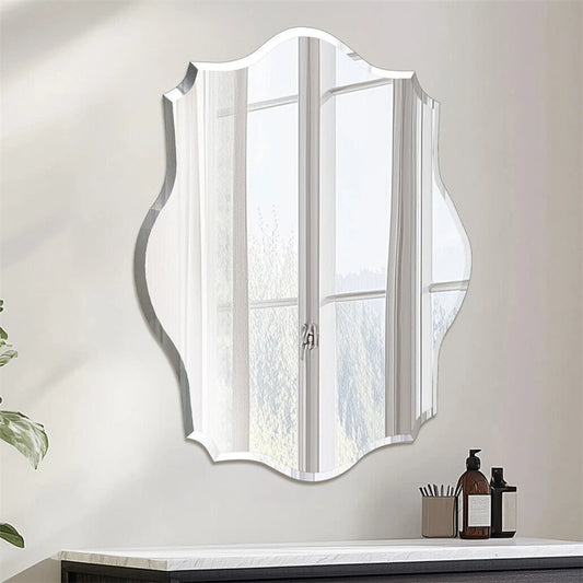 Neet Designs Frameless Scallop Oval Vanity Mirror Decor
