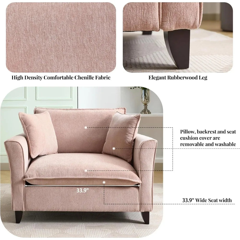 OEING Oversized Living Room Chair With Chenille Upholstery