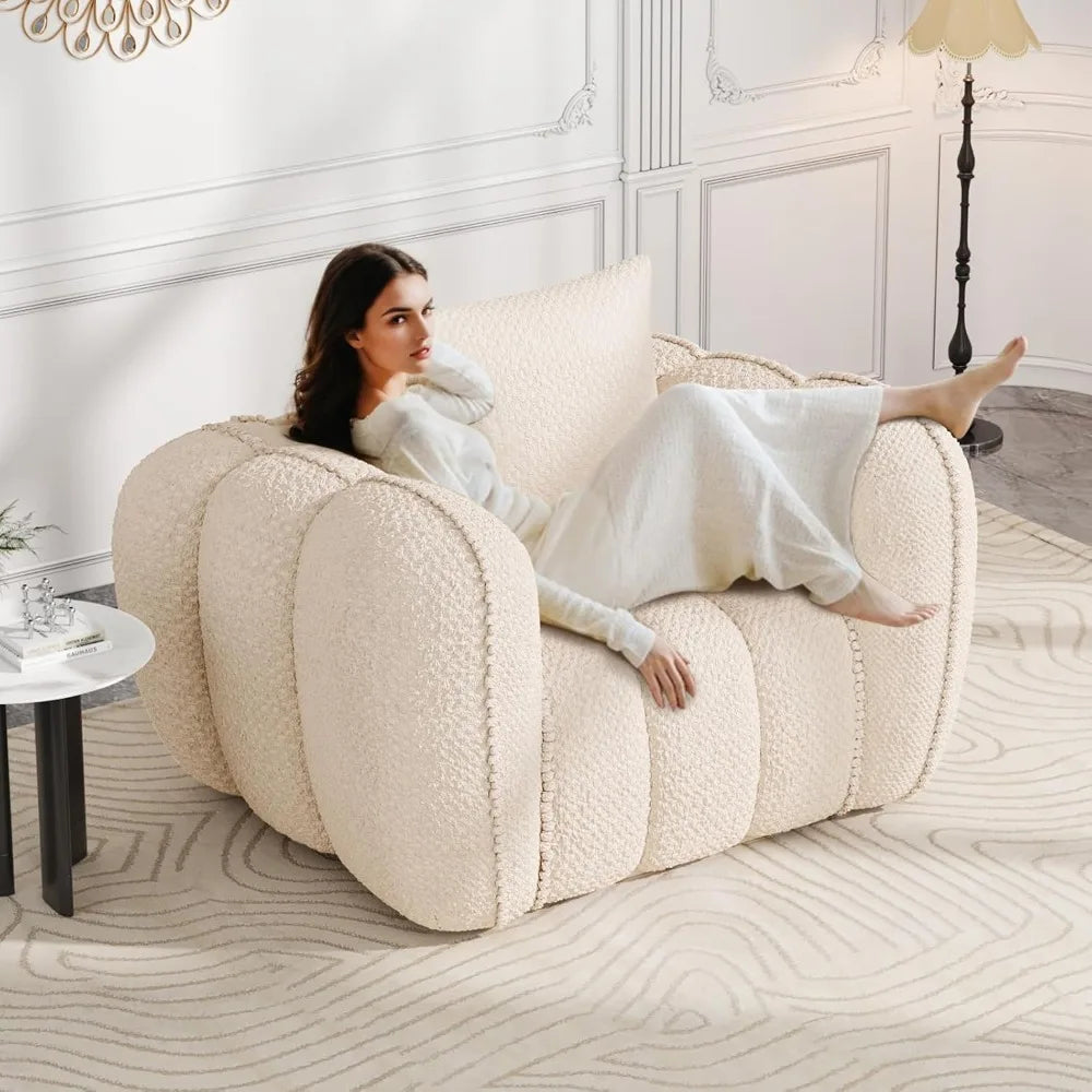 Pumpkin Shaped Accent Chair Upholstered Lounge Chair