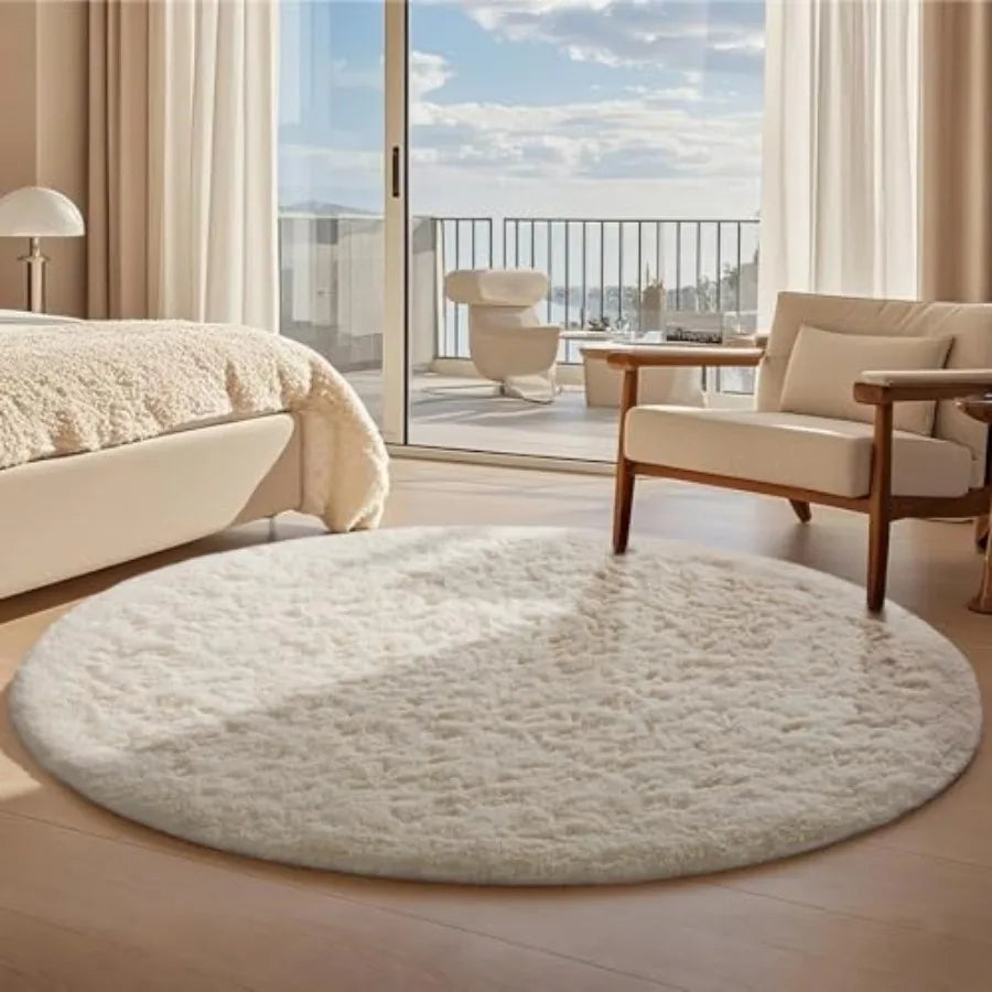 High-Con Concerned Round Rugs Soft Shaggy Fleece Living Room Carpet