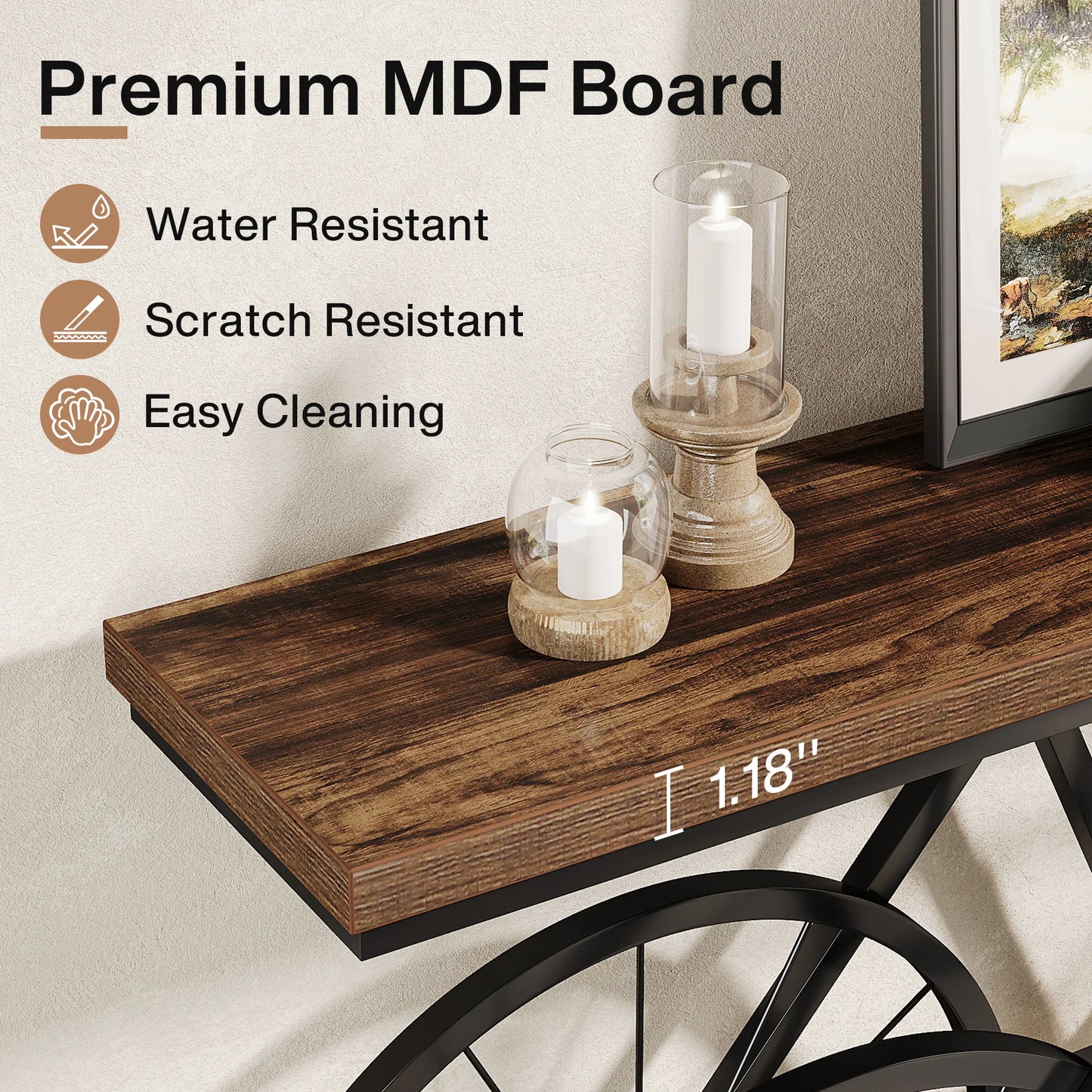 Tribesigns Industrial Console Table With Bicycle Metal Base