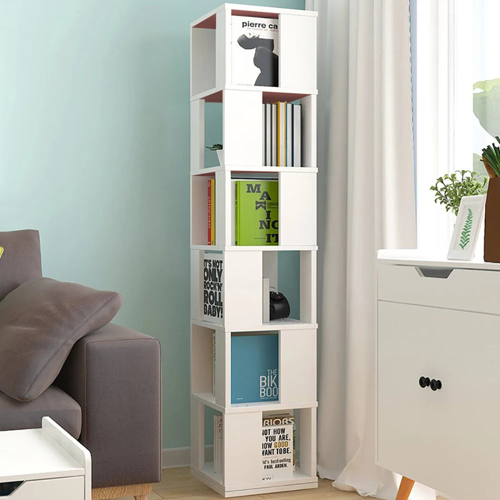 BonChoice Rotatable 6 Tier Slim Corner Bookcase Shelf