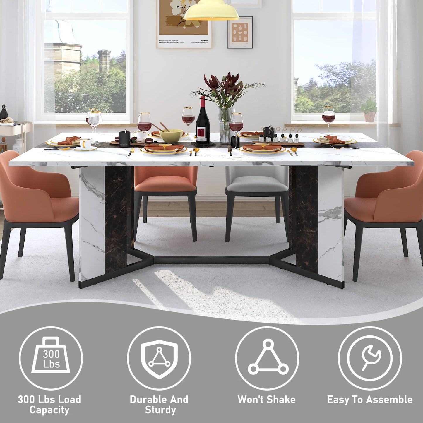QiaoShiRen Rectangular Dining Table For Home Dining