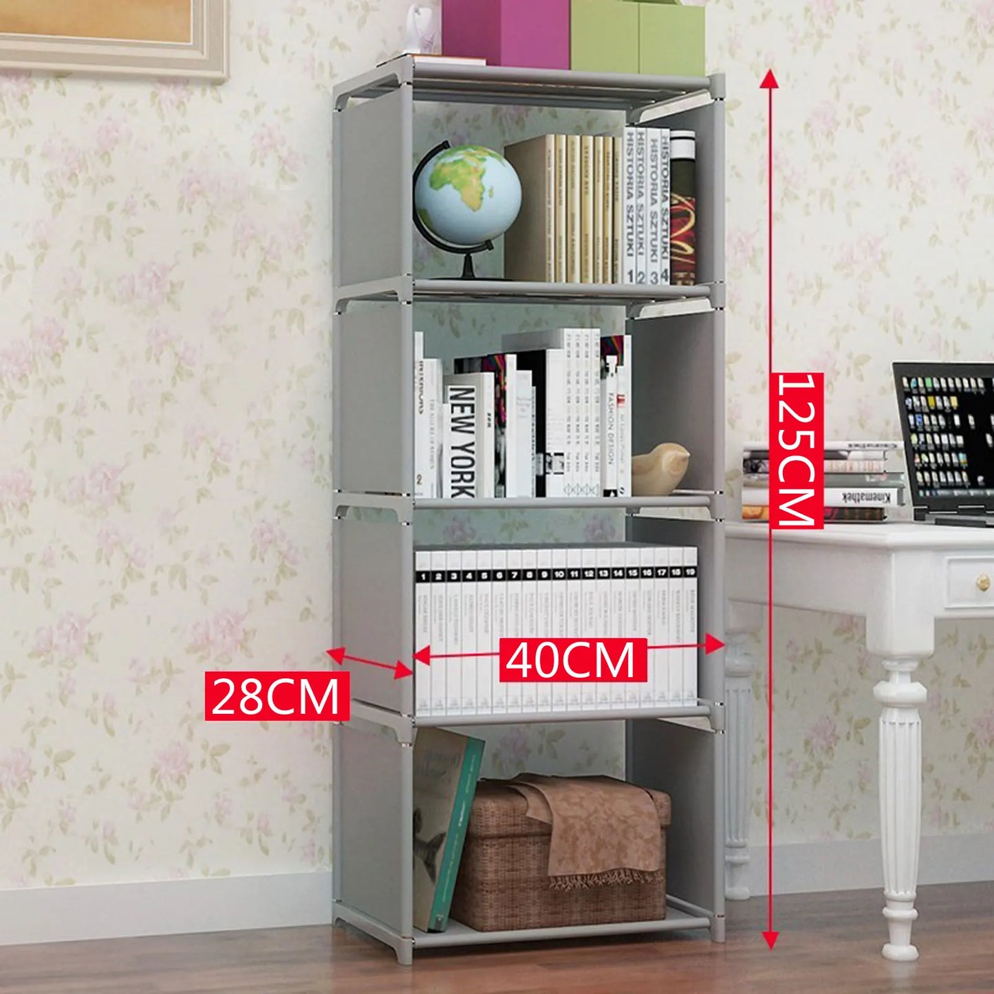 Hign-concerned 4 Tier Bookcase Bookshelf Storage Rack Display Cabinet