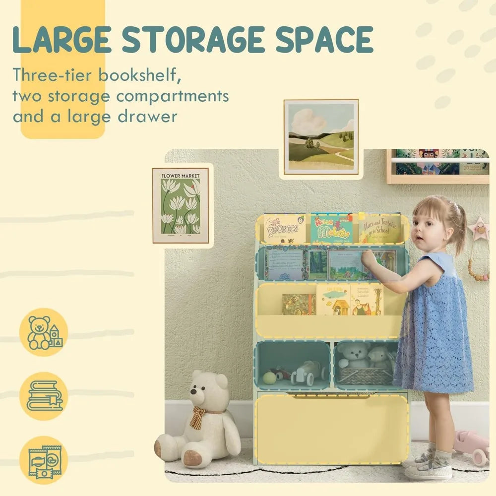 Kids Bookcase Multi Shelf Storage Organizer for Playroom