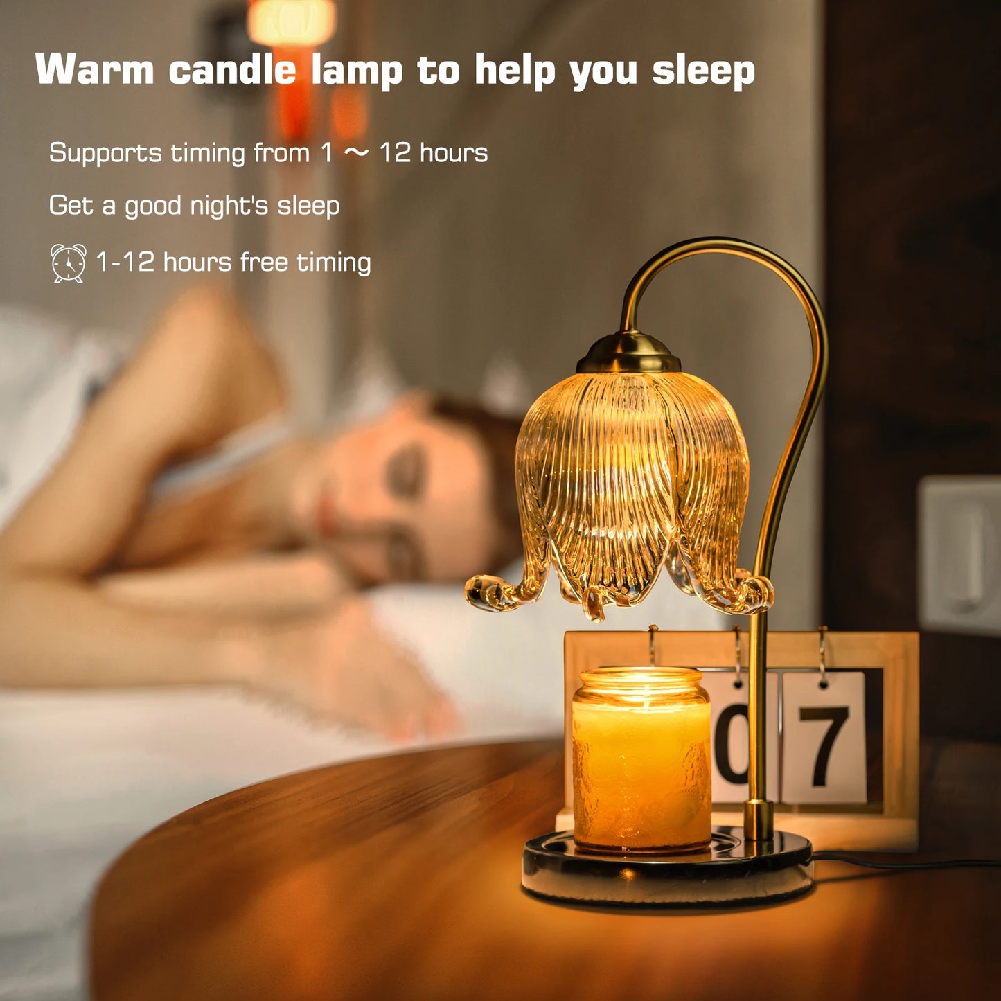 Tulip Flower Warm Candle Lamp French Retro Bedside Light