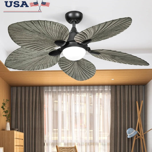 XMSJ Tropical Ceiling Fan With LED Light And Remote Control
