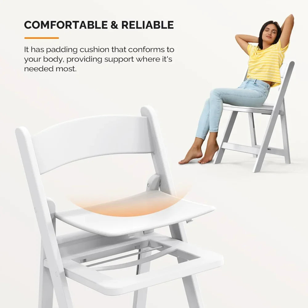 Resin Folding Chair With Cushioned Seat For Indoor Outdoor