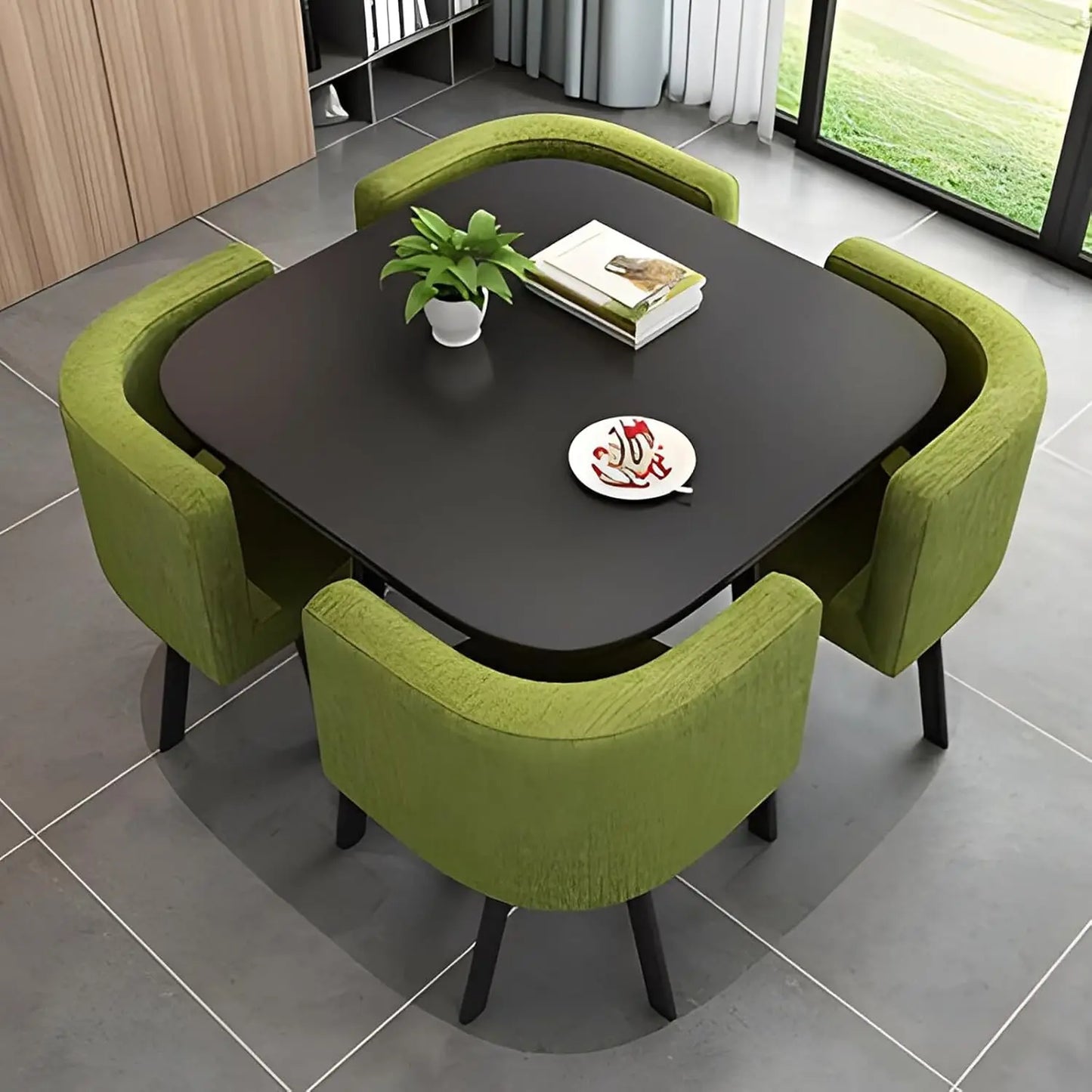 Guangbai Round Dining Table Set With 4 Chairs For Office