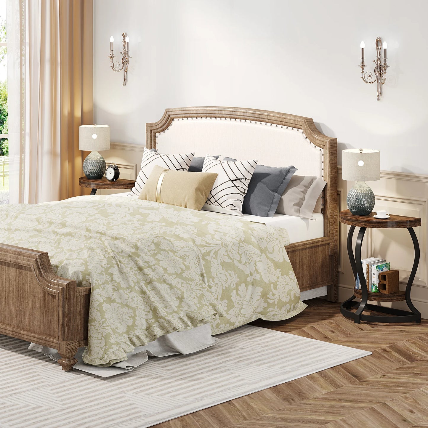 Tribesigns Half Round End Table Set of Two Tier Side Tables