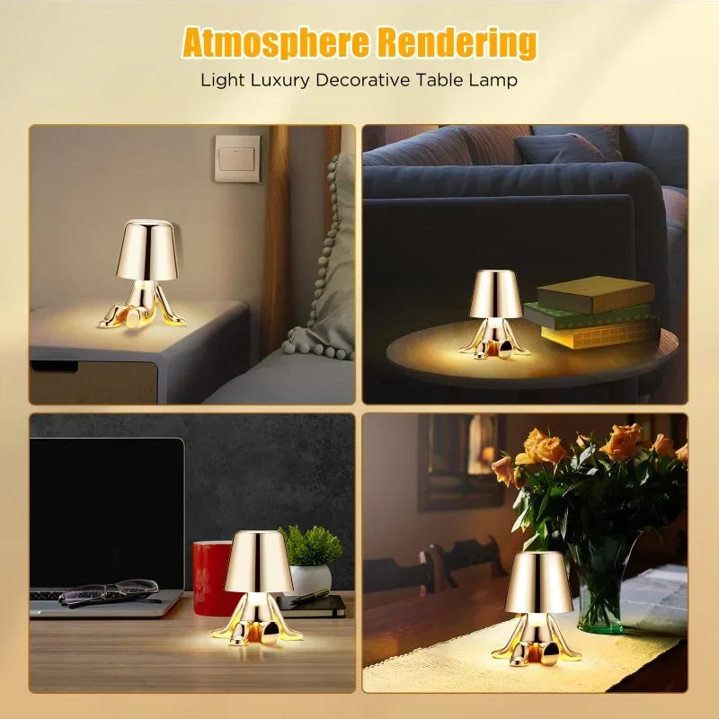 Golden Man LED Table Lamp With USB Rechargeable Lighting
