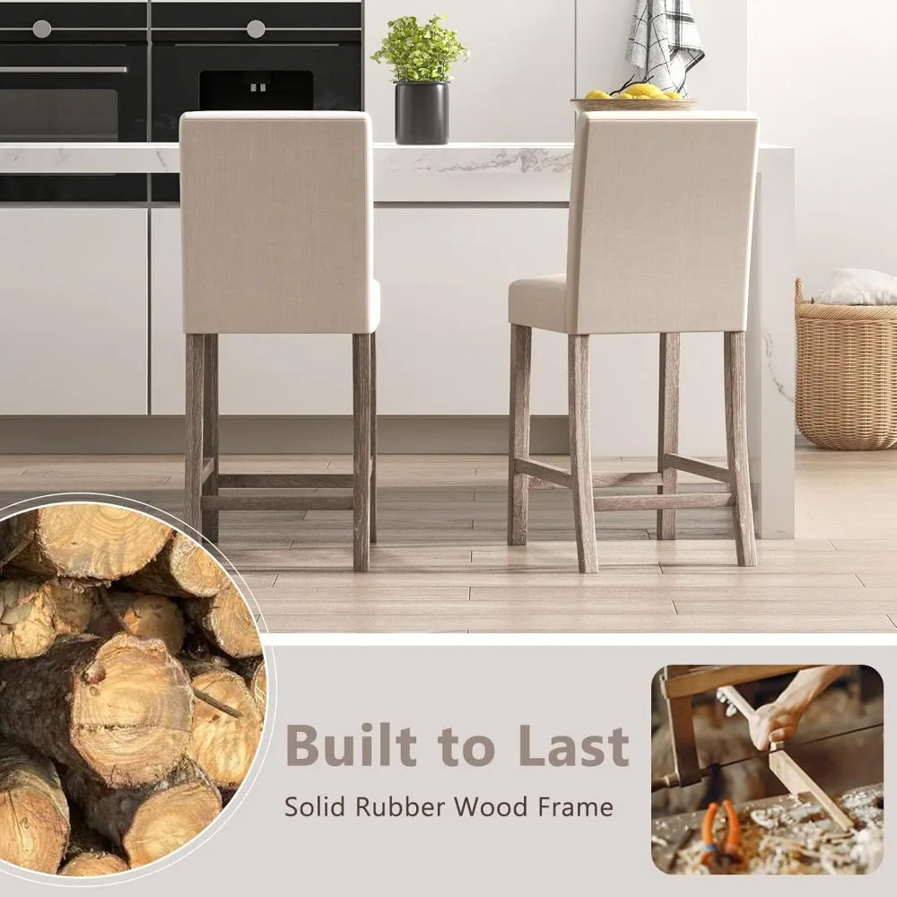 MKDK Bar Stools Counter Height Set Modern Fabric With Back