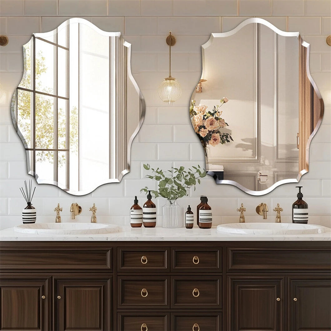 Neet Designs Frameless Scallop Oval Vanity Mirror Decor