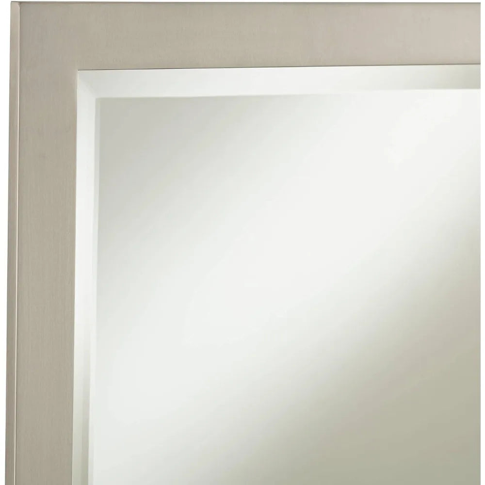 Metzeo Rectangular Vanity Wall Mirror Brushed Nickel Metal Frame