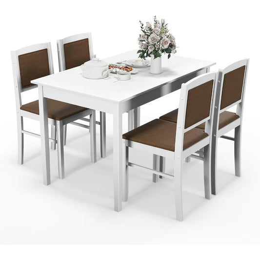 DAFIFY Farmhouse Dining Table Set With Upholstered Chairs