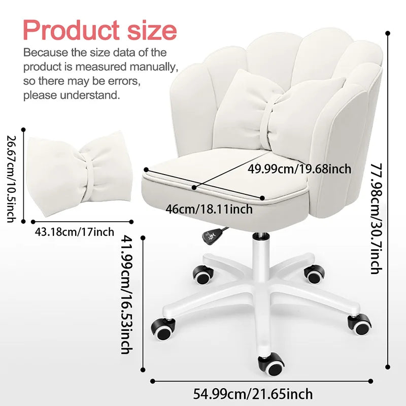 WXJHL Velvet Butterfly Desk Chair With Bow Cushion Office