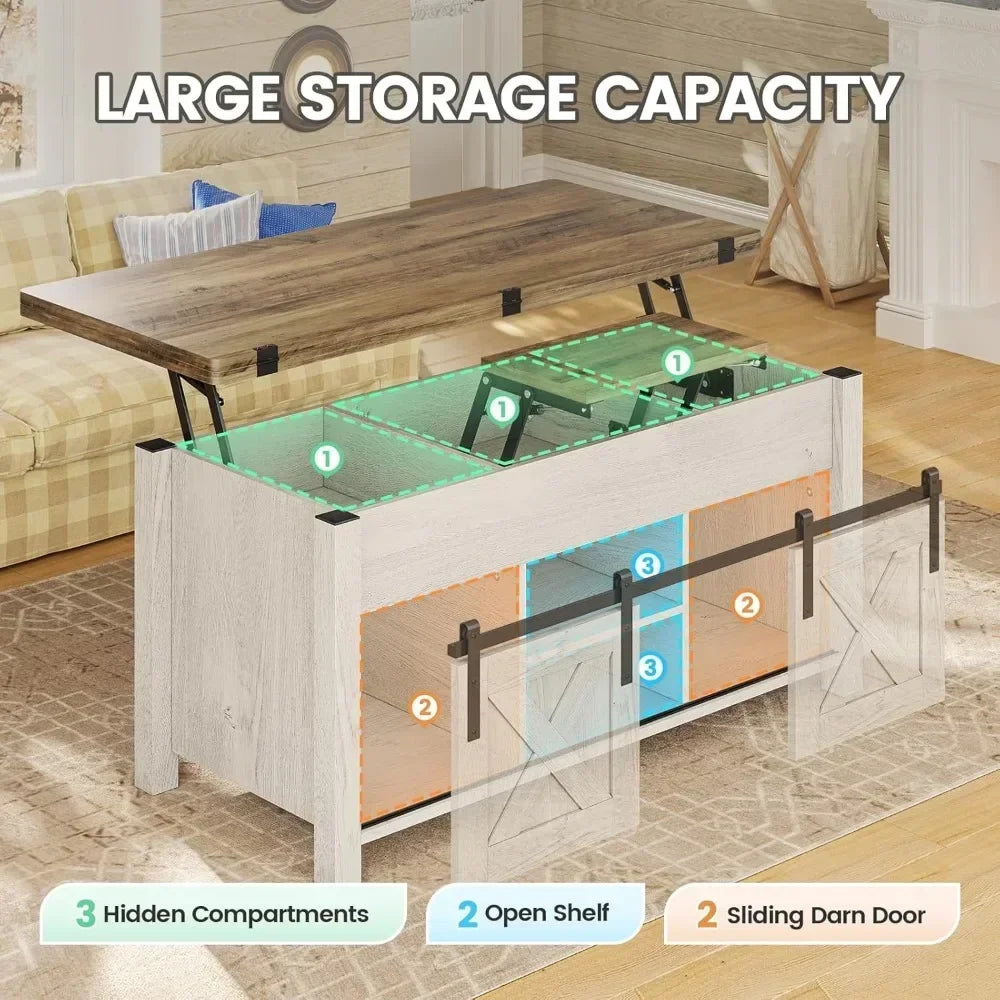 General Use Lift Top Coffee Table Hidden Compartment