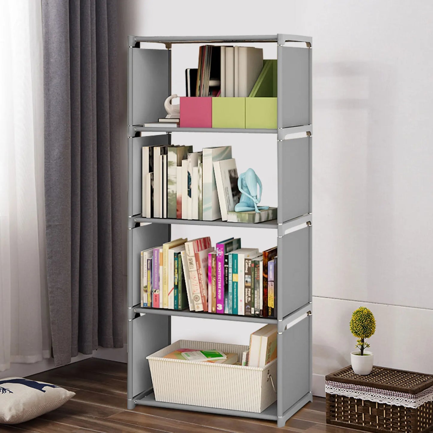 Hign-concerned 4 Tier Bookcase Bookshelf Storage Rack Display Cabinet